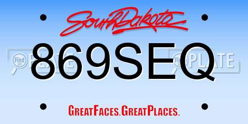 869SEQ South Dakota License Plate