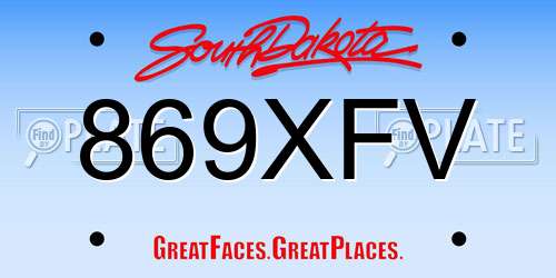 869XFV South Dakota License Plate