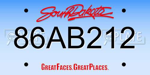 86AB212 South Dakota License Plate