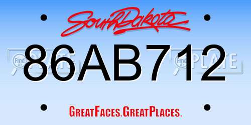 86AB712 South Dakota License Plate