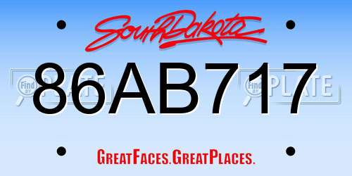 86AB717 South Dakota License Plate