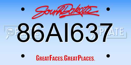 86AI637 South Dakota License Plate