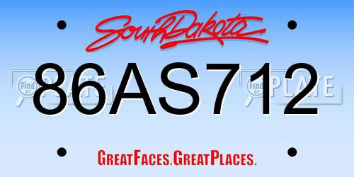 86AS712 South Dakota License Plate