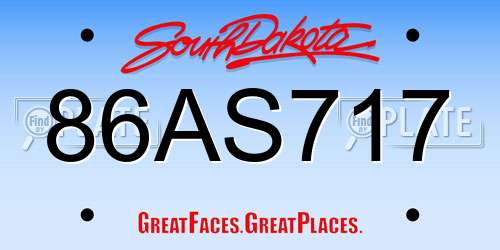 86AS717 South Dakota License Plate