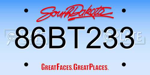 86BT233 South Dakota License Plate