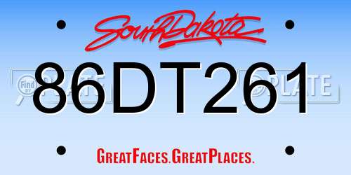 86DT261 South Dakota License Plate