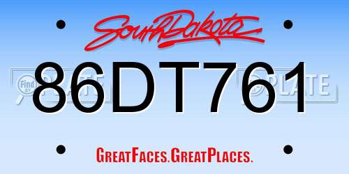 86DT761 South Dakota License Plate