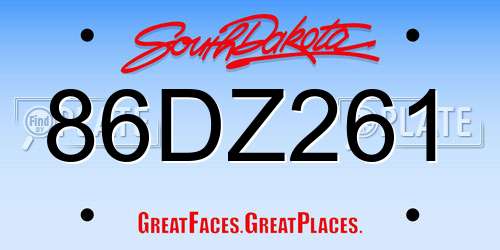 86DZ261 South Dakota License Plate