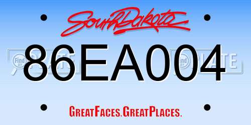 86EA004 South Dakota License Plate