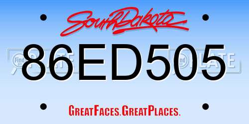 86ED505 South Dakota License Plate