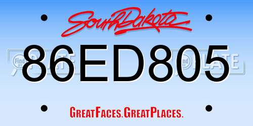 86ED805 South Dakota License Plate