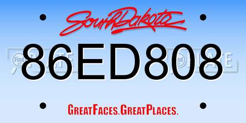 86ED808 South Dakota License Plate