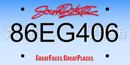 86EG406 South Dakota License Plate
