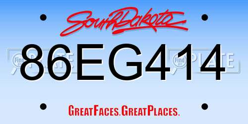 86EG414 South Dakota License Plate