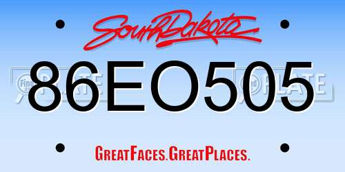86EO505 South Dakota License Plate