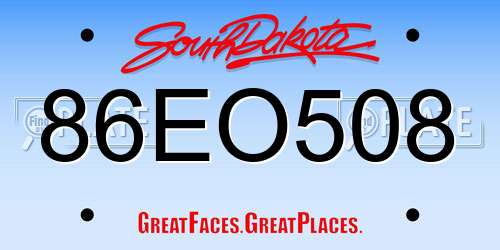 86EO508 South Dakota License Plate