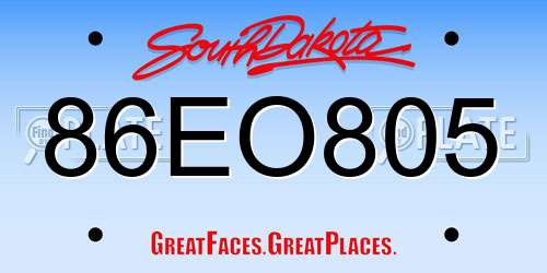 86EO805 South Dakota License Plate