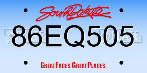 86EQ505 South Dakota License Plate