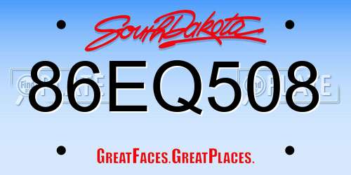 86EQ508 South Dakota License Plate