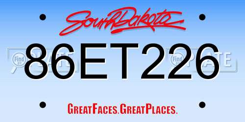 86ET226 South Dakota License Plate