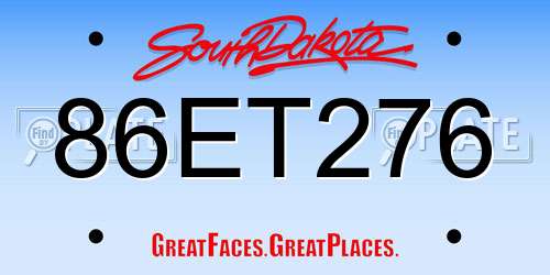 86ET276 South Dakota License Plate