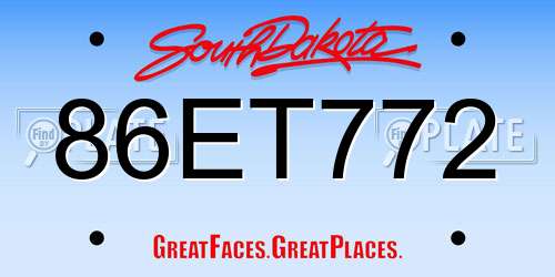 86ET772 South Dakota License Plate