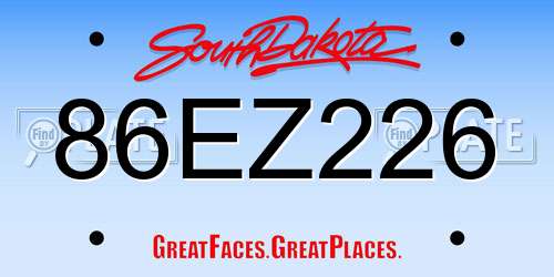 86EZ226 South Dakota License Plate