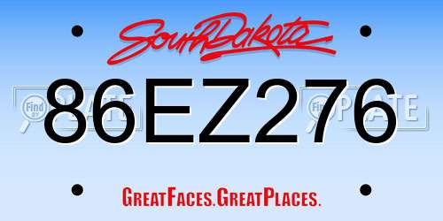 86EZ276 South Dakota License Plate