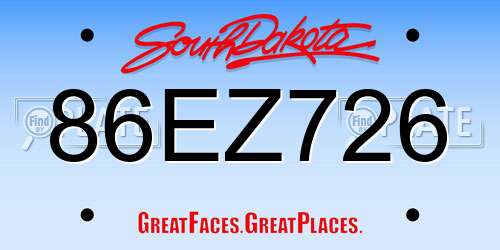 86EZ726 South Dakota License Plate