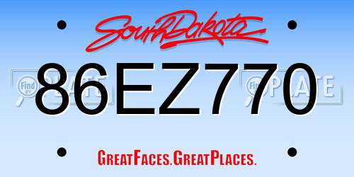 86EZ770 South Dakota License Plate