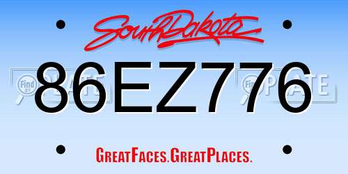 86EZ776 South Dakota License Plate