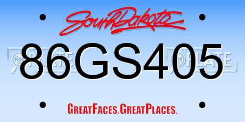 86GS405 South Dakota License Plate