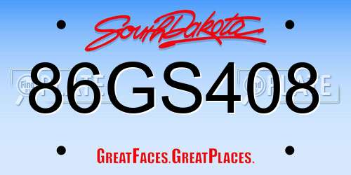 86GS408 South Dakota License Plate