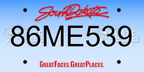 86ME539 South Dakota License Plate