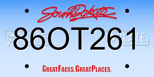 86OT261 South Dakota License Plate