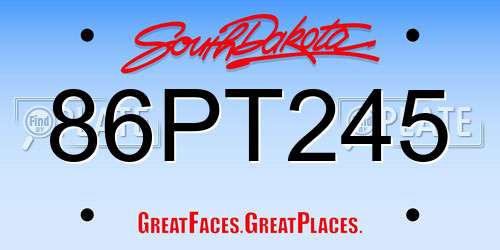 86PT245 South Dakota License Plate