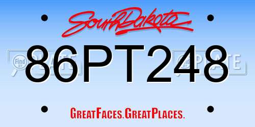 86PT248 South Dakota License Plate