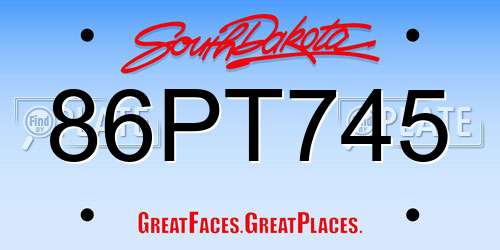 86PT745 South Dakota License Plate