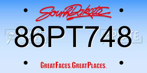 86PT748 South Dakota License Plate