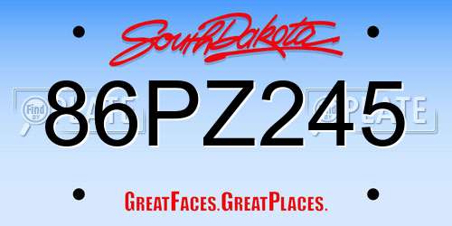 86PZ245 South Dakota License Plate