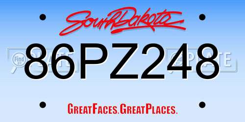 86PZ248 South Dakota License Plate