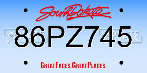 86PZ745 South Dakota License Plate