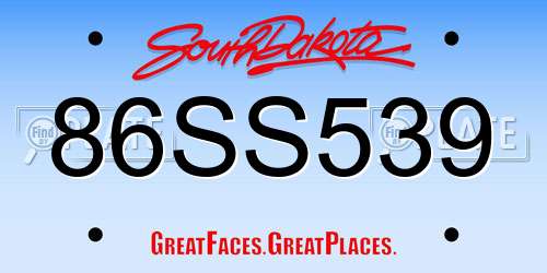 86SS539 South Dakota License Plate