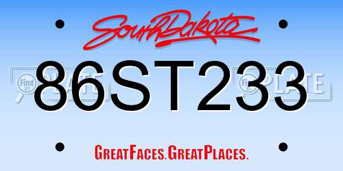 86ST233 South Dakota License Plate