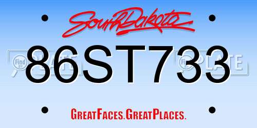 86ST733 South Dakota License Plate