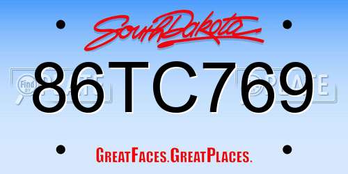 86TC769 South Dakota License Plate