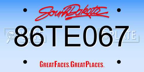86TE067 South Dakota License Plate