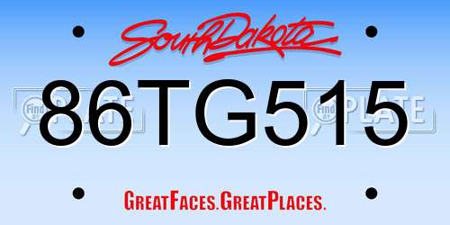 86TG515 South Dakota License Plate