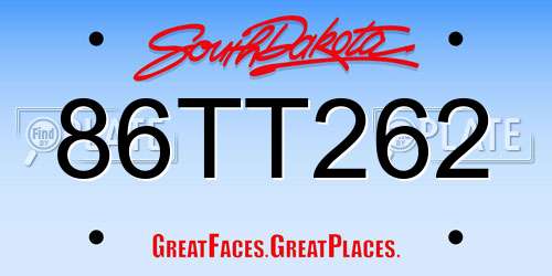 86TT262 South Dakota License Plate