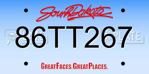 86TT267 South Dakota License Plate
